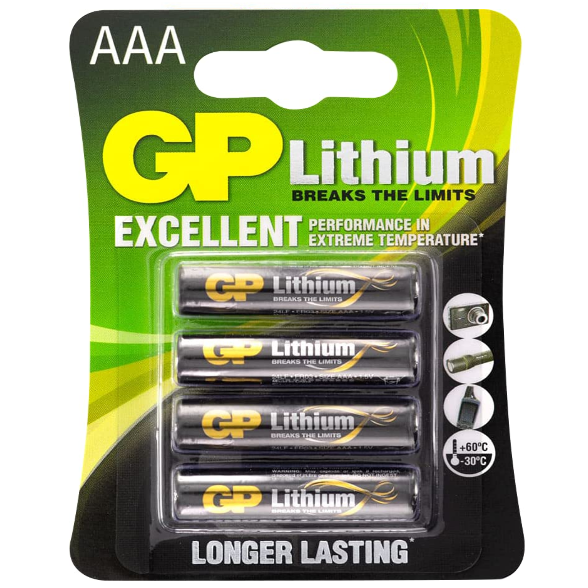 GP LITHIUM AAA Battery 4PC/PACK For High Draining Devices
